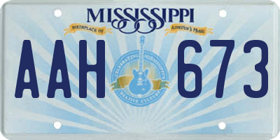 MS license plate AAH673