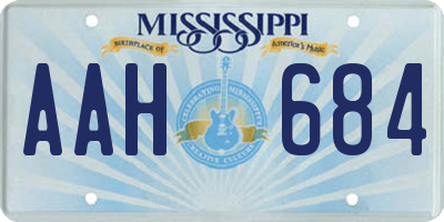 MS license plate AAH684