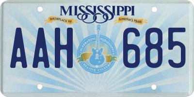 MS license plate AAH685