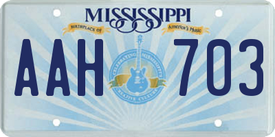 MS license plate AAH703