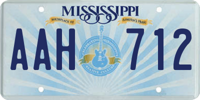 MS license plate AAH712