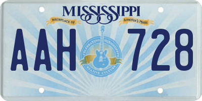 MS license plate AAH728