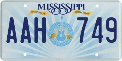 MS license plate AAH749