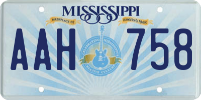 MS license plate AAH758