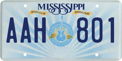 MS license plate AAH801