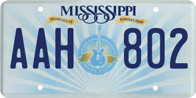 MS license plate AAH802