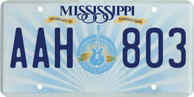 MS license plate AAH803