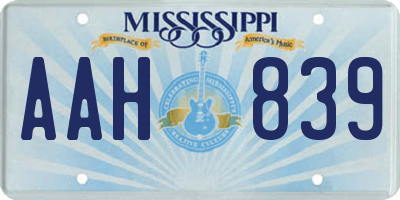 MS license plate AAH839