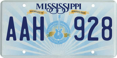 MS license plate AAH928