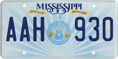 MS license plate AAH930