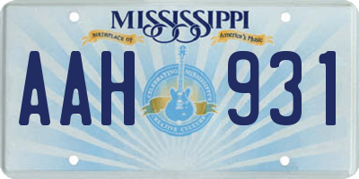 MS license plate AAH931