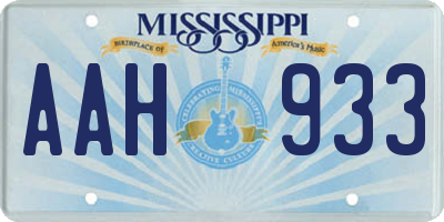 MS license plate AAH933