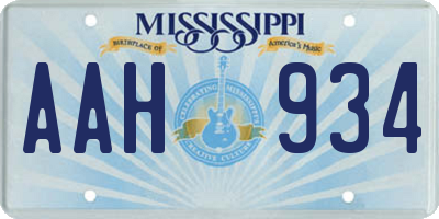 MS license plate AAH934