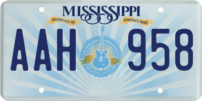 MS license plate AAH958