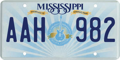 MS license plate AAH982