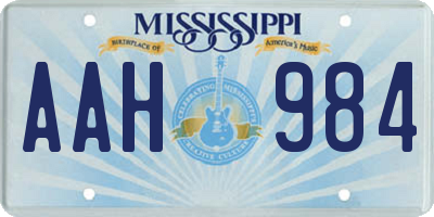 MS license plate AAH984