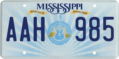 MS license plate AAH985