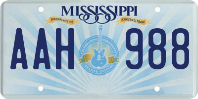 MS license plate AAH988