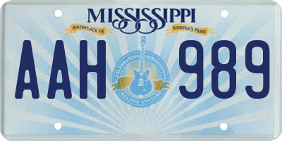 MS license plate AAH989