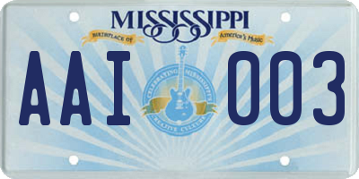 MS license plate AAI003