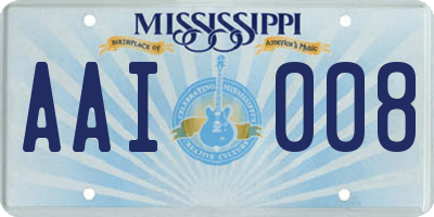 MS license plate AAI008