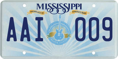 MS license plate AAI009