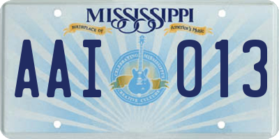 MS license plate AAI013