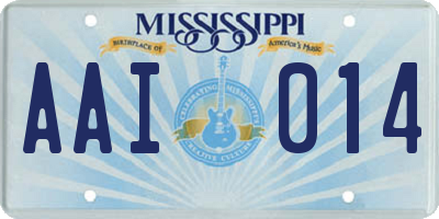 MS license plate AAI014