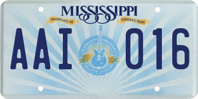 MS license plate AAI016