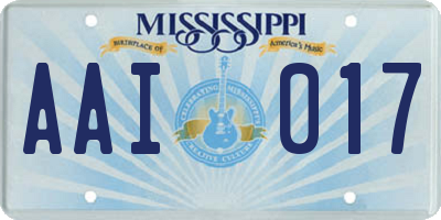 MS license plate AAI017