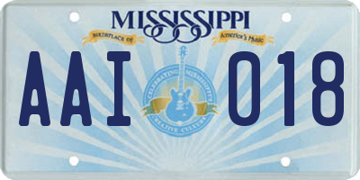 MS license plate AAI018