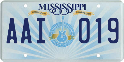 MS license plate AAI019