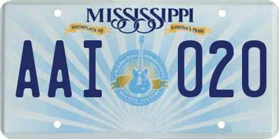 MS license plate AAI020