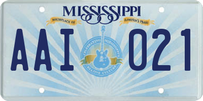 MS license plate AAI021