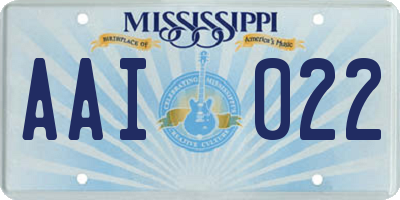 MS license plate AAI022