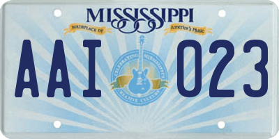 MS license plate AAI023