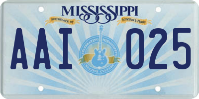 MS license plate AAI025