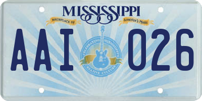 MS license plate AAI026