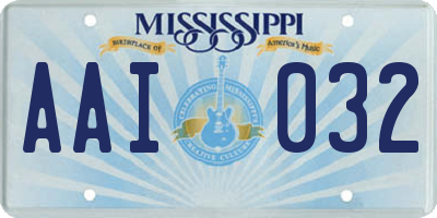 MS license plate AAI032