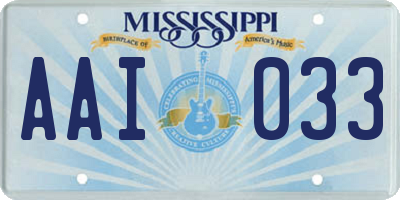 MS license plate AAI033