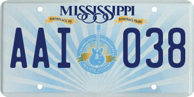 MS license plate AAI038