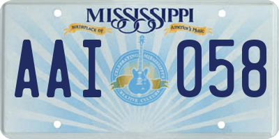 MS license plate AAI058