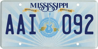 MS license plate AAI092