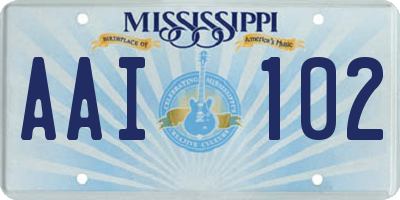 MS license plate AAI102