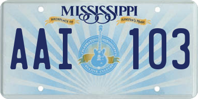 MS license plate AAI103