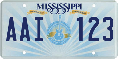 MS license plate AAI123