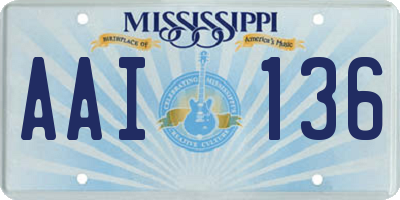 MS license plate AAI136