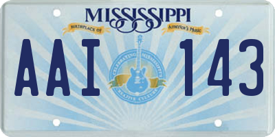 MS license plate AAI143