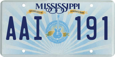 MS license plate AAI191