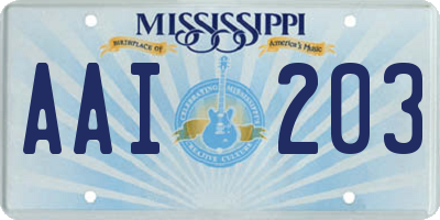 MS license plate AAI203